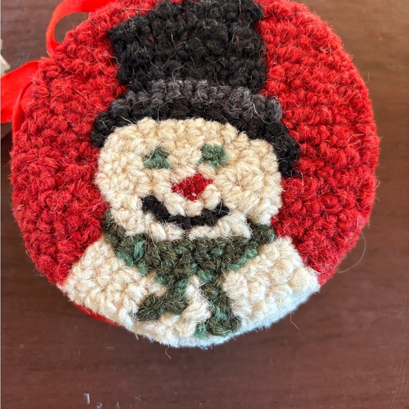 Christmas Chandler 4 Corners NWT set of 4 hand made wool coasters snowman - Picture 2 of 4